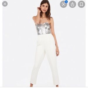 Express White and Silver Jumpsuit